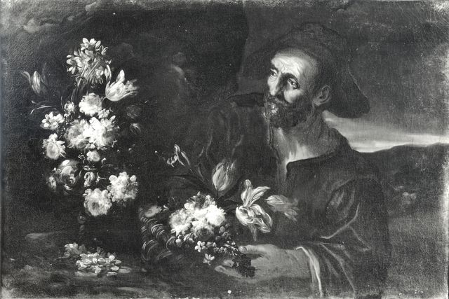 C.N.B. — Mezzadri Antonio - sec. XVII - Natura morta con vaso di fiori e vecchio con cesto — insieme